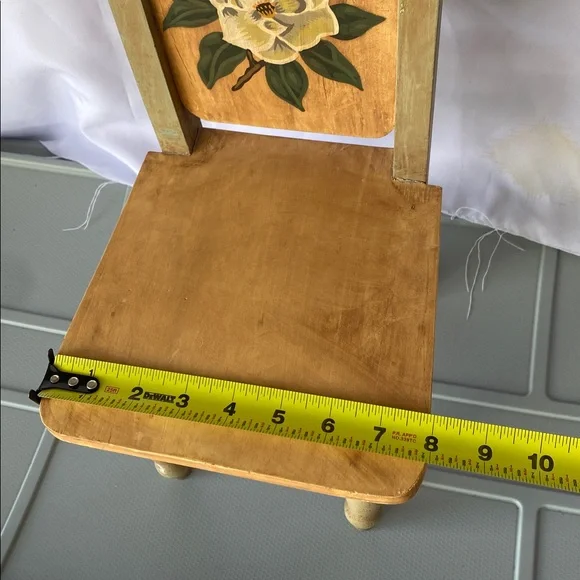 Vintage Hand Painted Floral Wooden Chair with Hand-Painted Design - Picture 6 of 9